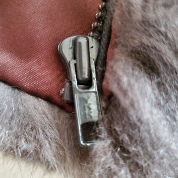 Andrew Marc Vintage New Zealand Opossum Fur Full Zip Leather Collar Vest Brown L - Picture 11 of 16
